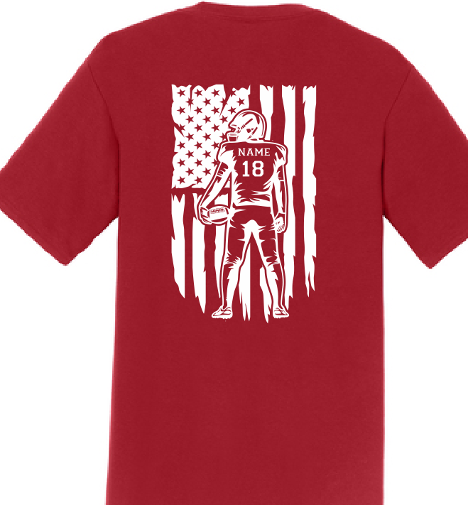 GT CVC T-Shirt Cheer/Football With Unique Back Personalization