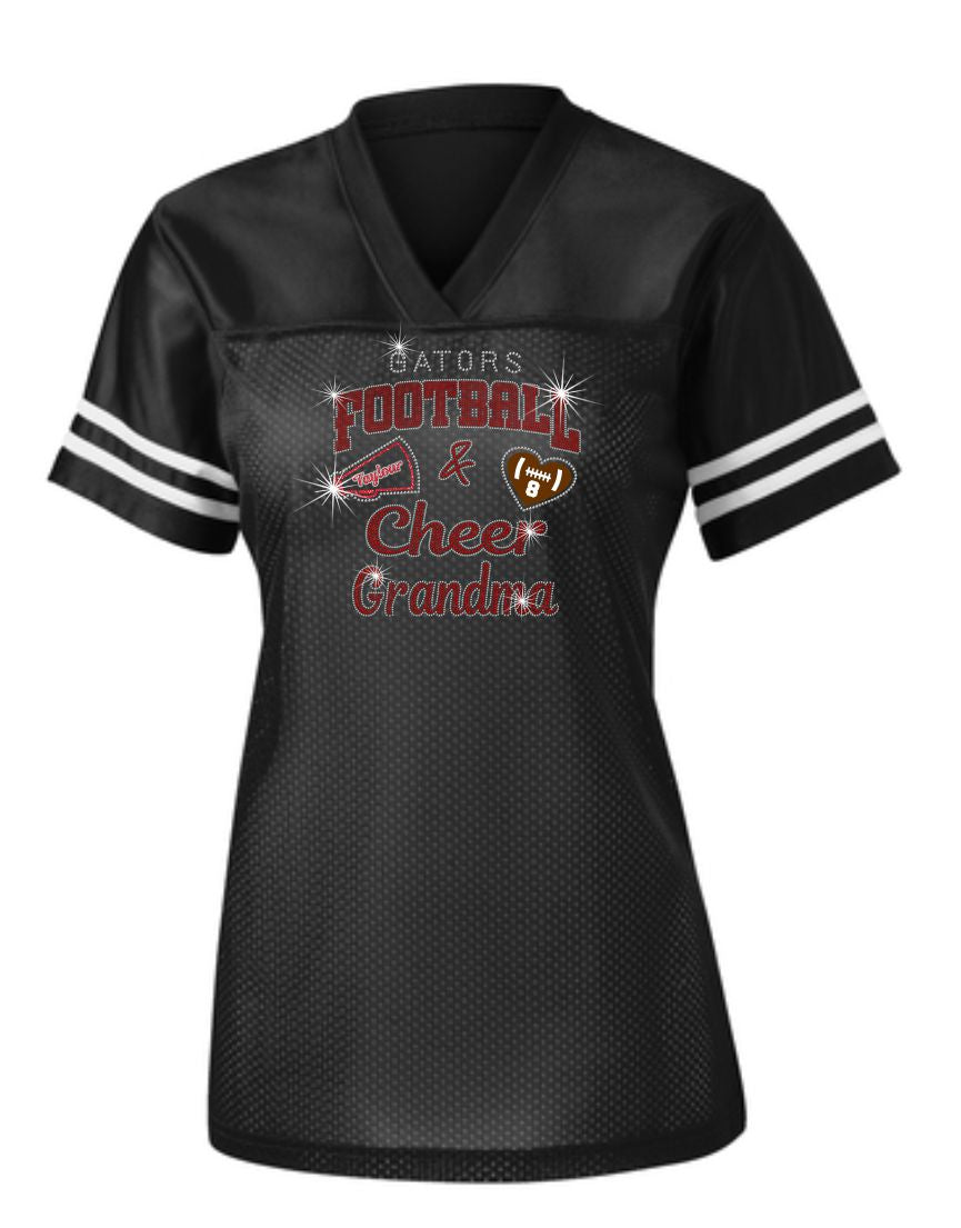 Gator's Ladies Mesh Jersey With Football and Cheer Sparkle Designs for Grandma AG