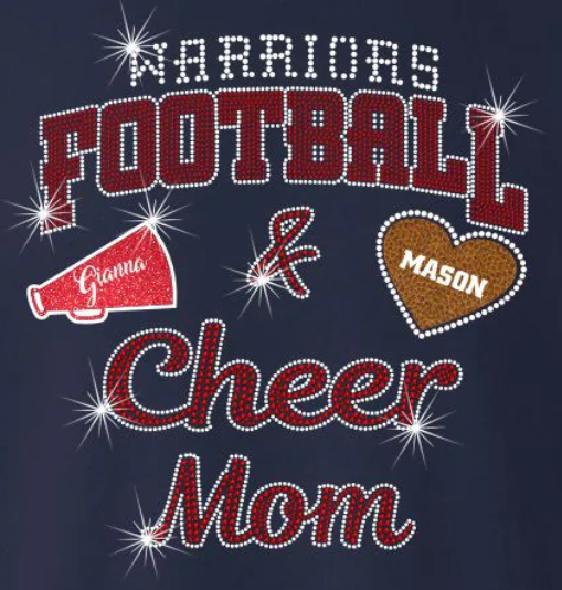 GT Warriors V-Neck T-Shirt With Football and Cheer Mom Designs