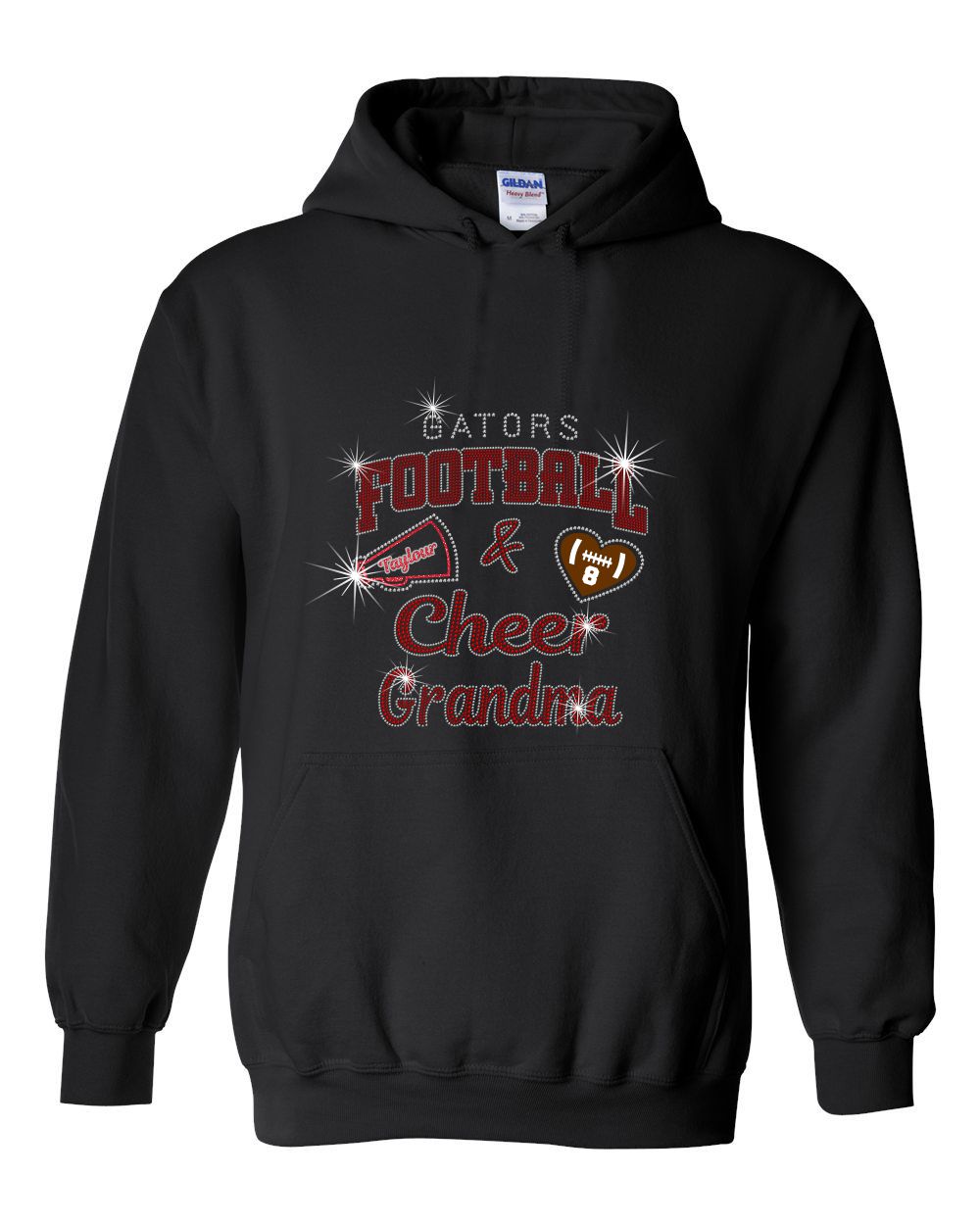Gator's Hooded Sweatshirt for Grandma With Football and Cheer Sparkle Designs AG