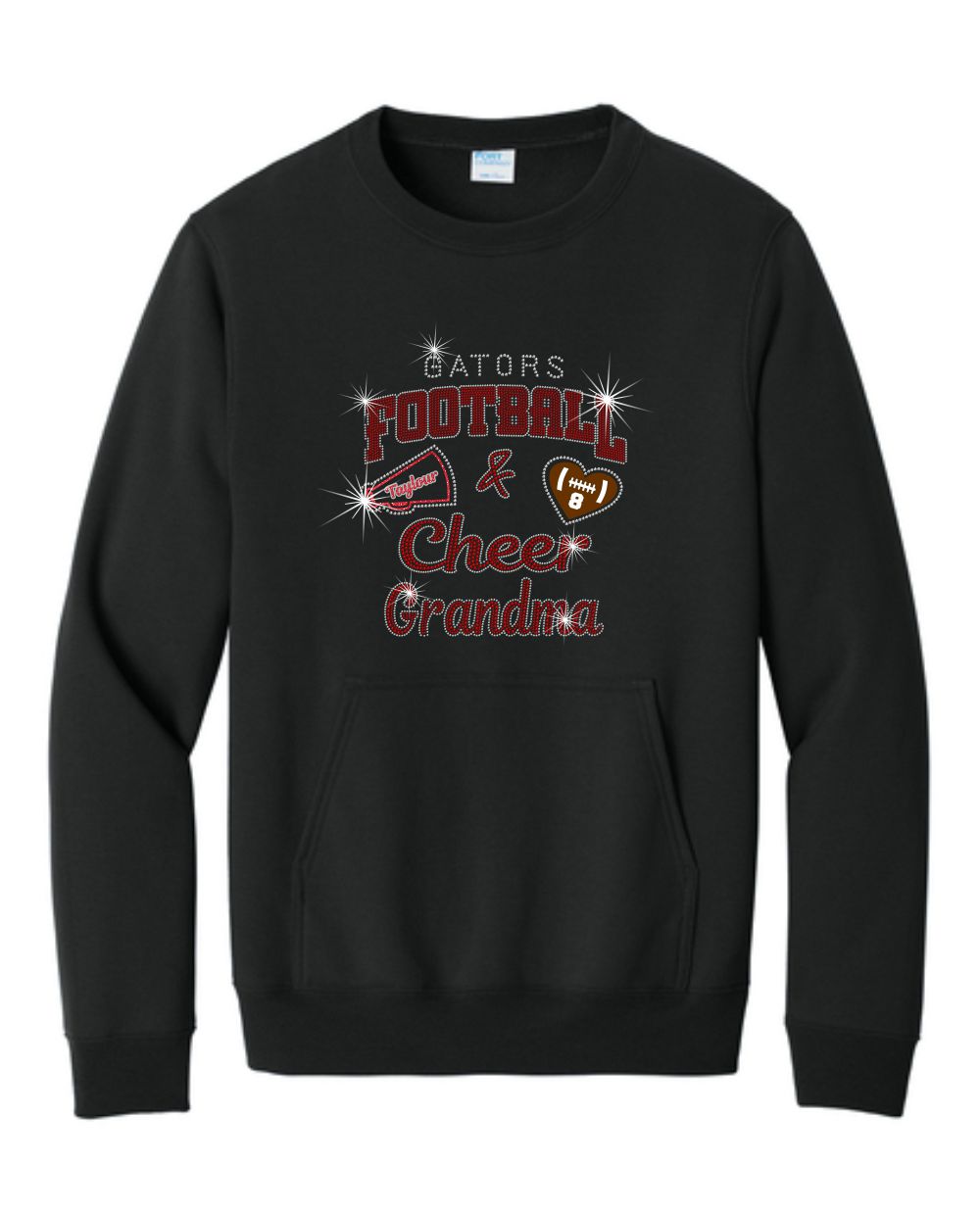 Gator's Crewneck Sweatshirt With Pocket Football and Cheer Grandma Sparkle Designs AG