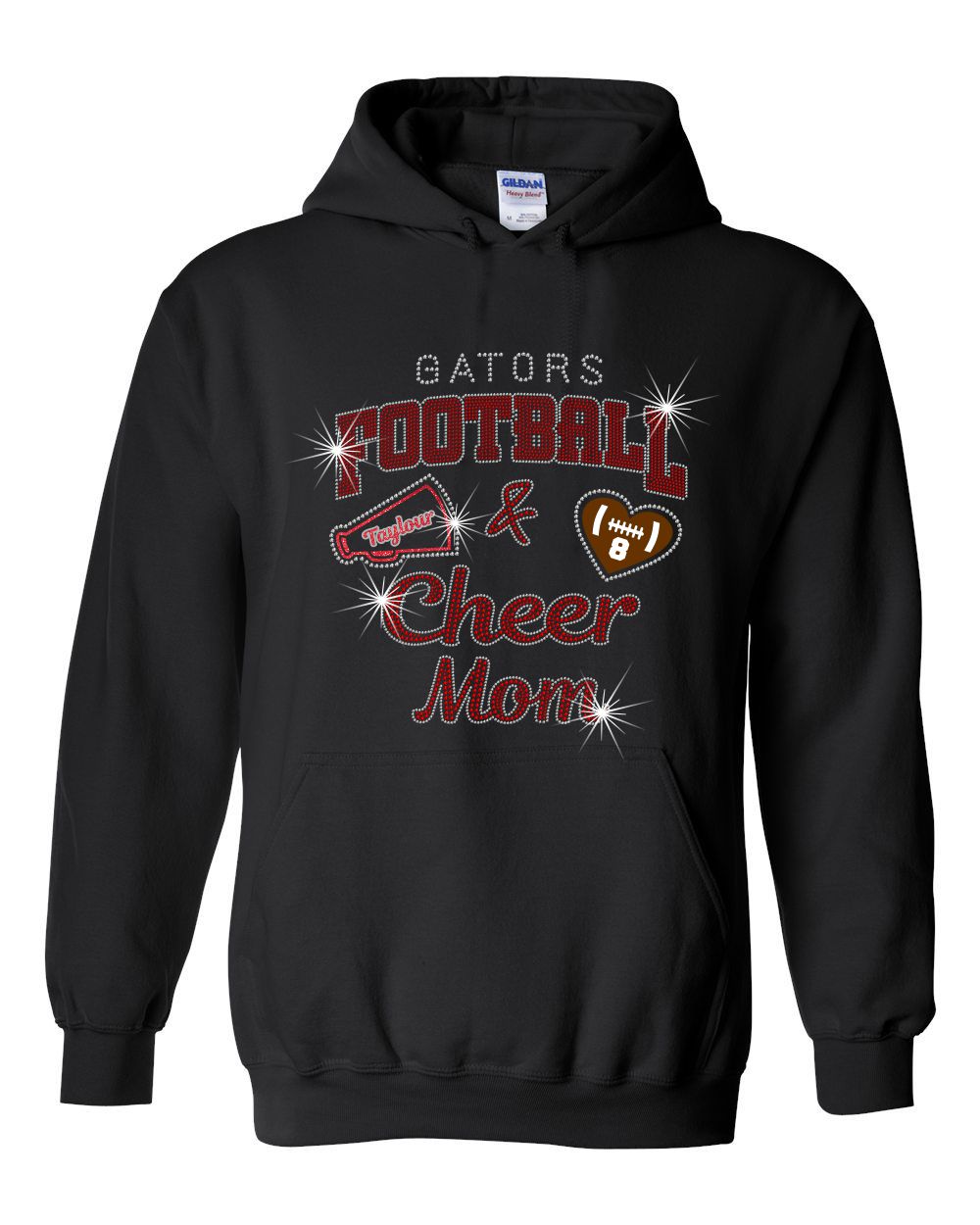 Gator's Hooded Sweatshirt For Mom's Football and Cheer Sparkle Designs AG