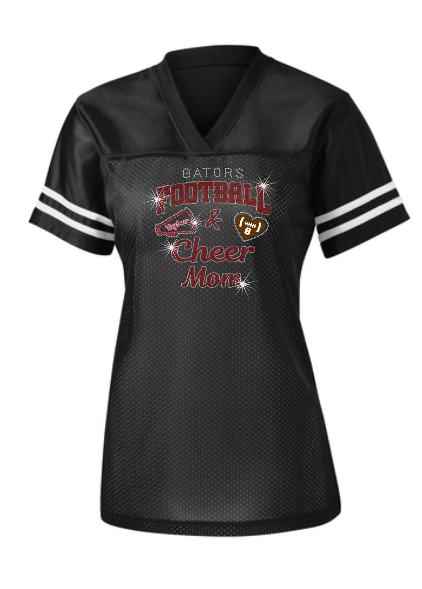 Gator's Ladies Mesh Football Jersey for Mom With Cheer and Football Sparkle Designs AG