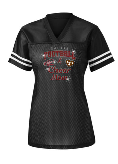 Gator's Ladies Mesh Football Jersey for Mom With Cheer and Football Sparkle Designs AG