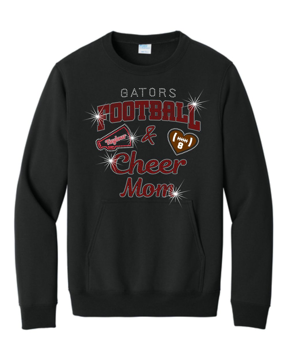Gator's Crewneck Sweatshirt With Pocket Football and Cheer Mom Sparkle Designs AG