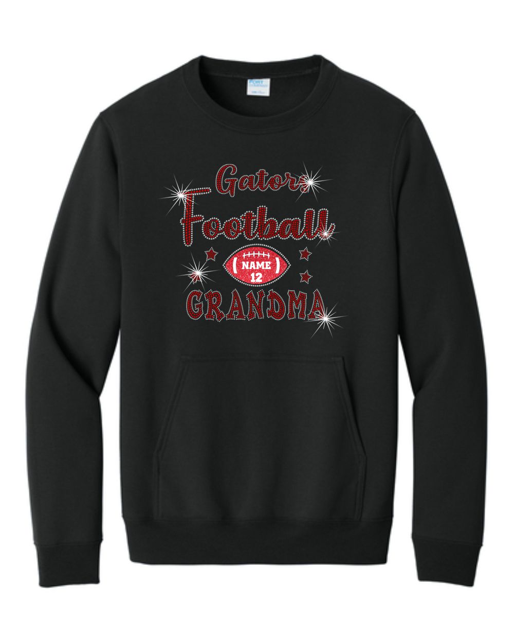 Gator's Crewneck Sweatshirt With Pocket Football and Cheer Grandma Sparkle Designs AG