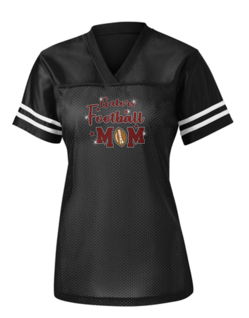 Gator's Ladies Mesh Football Jersey for Mom With Cheer and Football Sparkle Designs AG