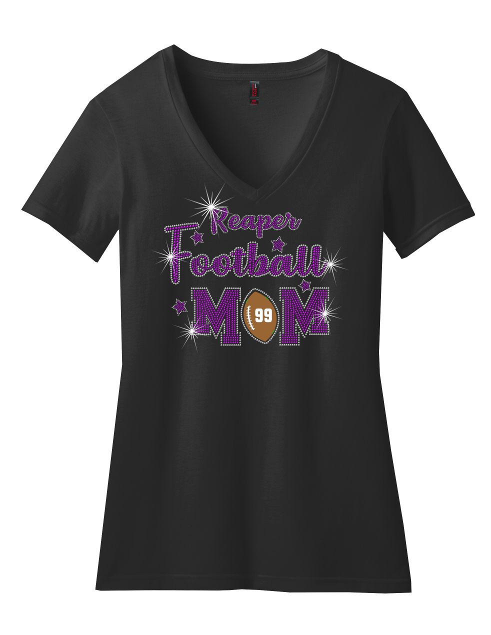 PYTF V-Neck T-Shirt With Mom Football and Cheer Designs Unisex and Ladies Fit