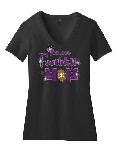 PYTF V-Neck T-Shirt With Mom Football and Cheer Designs Unisex and Ladies Fit