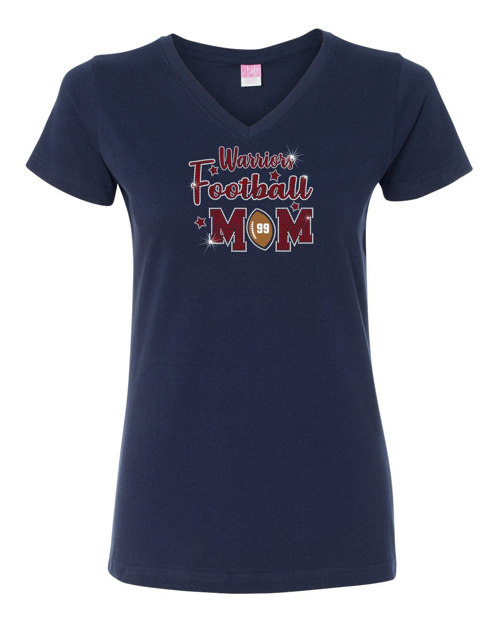 GT Warriors V-Neck T-Shirt With Football and Cheer Mom Designs