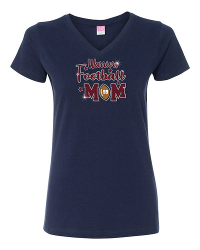 GT Warriors V-Neck T-Shirt With Football and Cheer Mom Designs