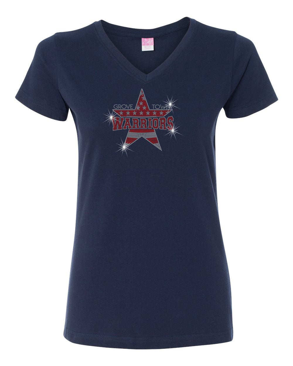 GT Warriors V-Neck T-Shirt With Football and Cheer Mom Designs