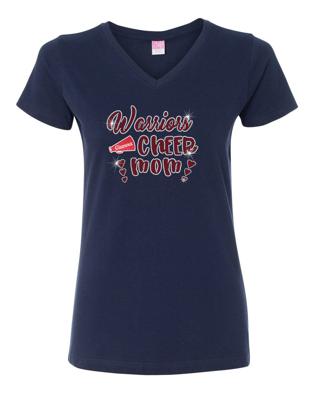 GT Warriors V-Neck T-Shirt With Football and Cheer Mom Designs