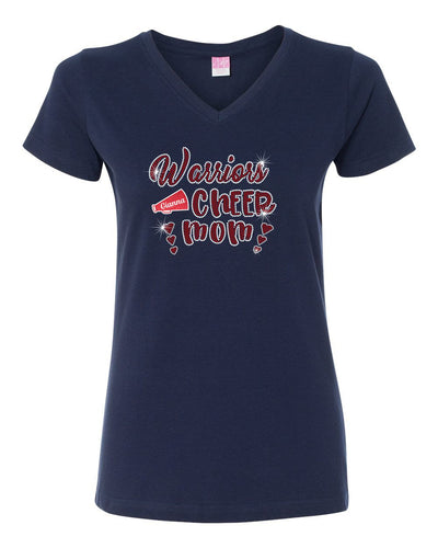 GT Warriors V-Neck T-Shirt With Football and Cheer Mom Designs