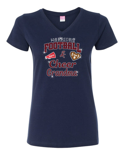 GT V-Neck T-Shirt With Football & Cheer Grandma Designs