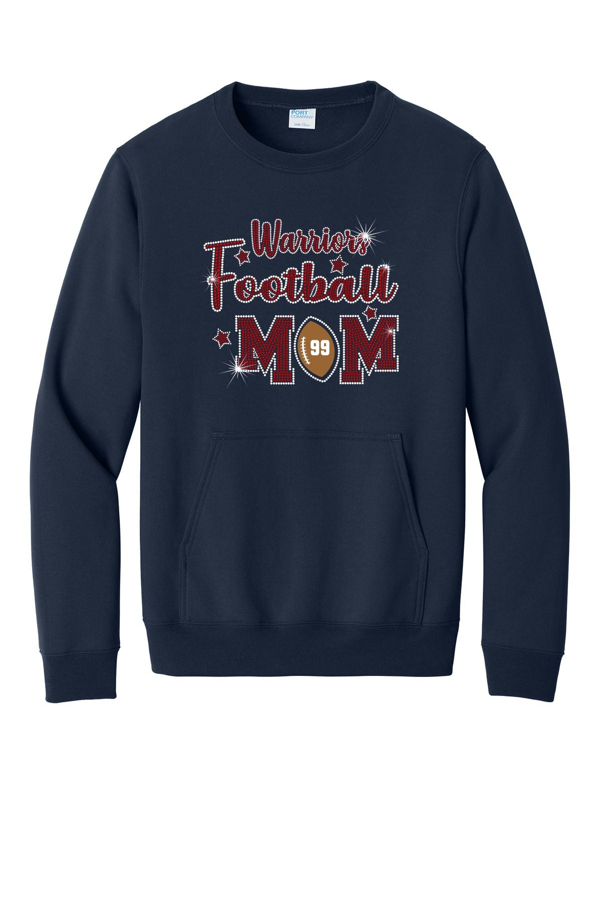 GT Warriors Crewneck Sweatshirt With Pocket Football and Cheer Mom Designs
