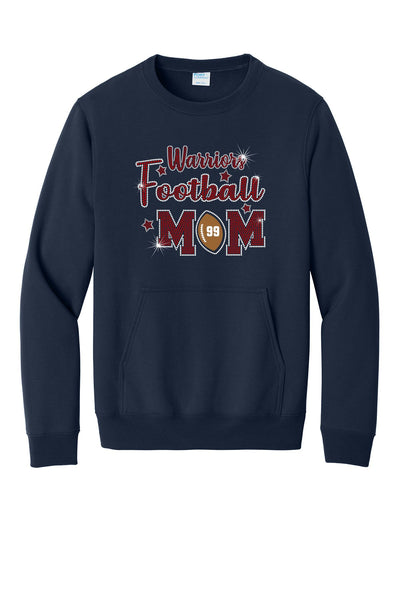 GT Warriors Crewneck Sweatshirt With Pocket Football and Cheer Mom Designs