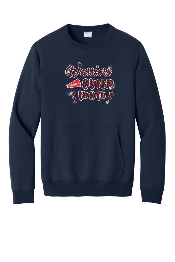GT Warriors Crewneck Sweatshirt With Pocket Football and Cheer Mom Designs