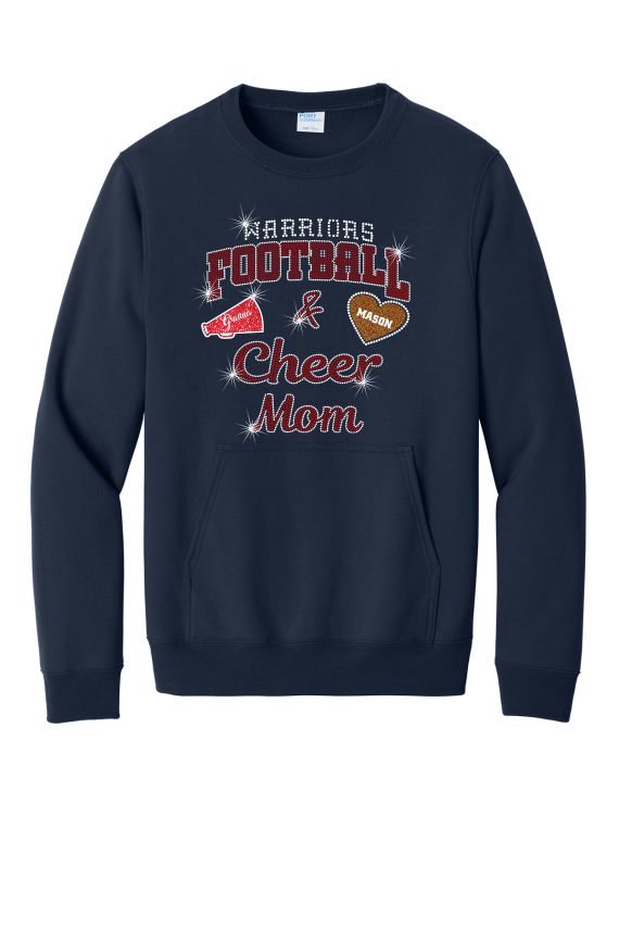 GT Warriors Crewneck Sweatshirt With Pocket Football and Cheer Mom Designs