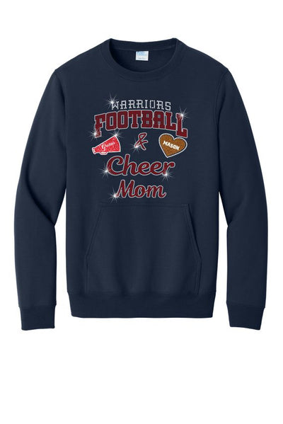 GT Warriors Crewneck Sweatshirt With Pocket Football and Cheer Mom Designs