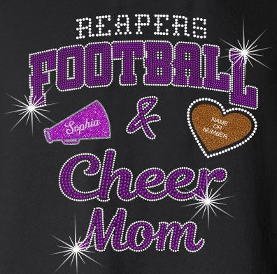 PYTF V-Neck T-Shirt With Mom Football and Cheer Designs Unisex and Ladies Fit