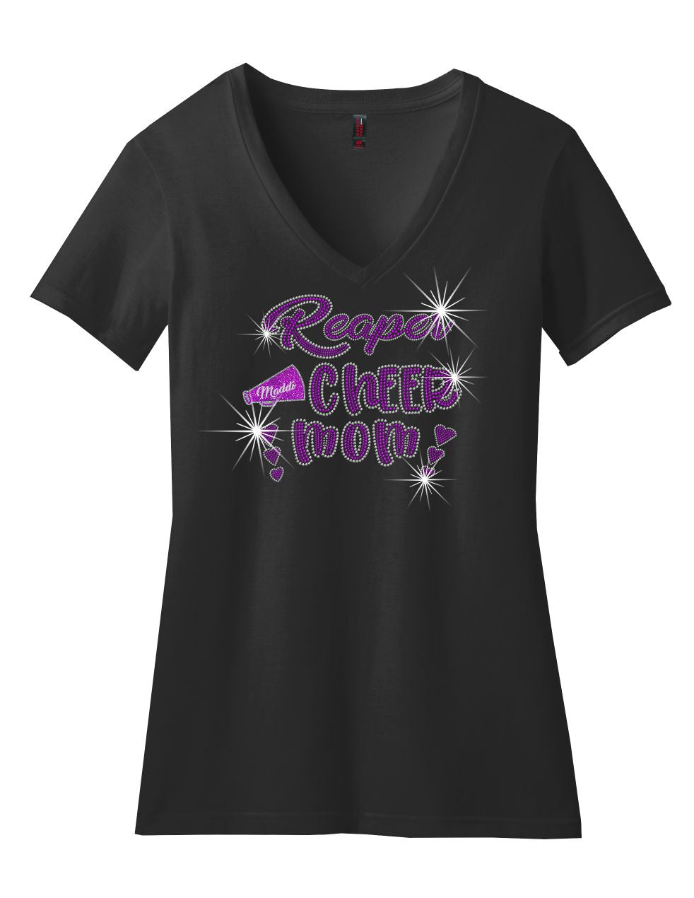 PYTF V-Neck T-Shirt With Mom Football and Cheer Designs Unisex and Ladies Fit
