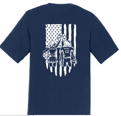 GT CVC T-Shirt Cheer/Football With Unique Back Personalization