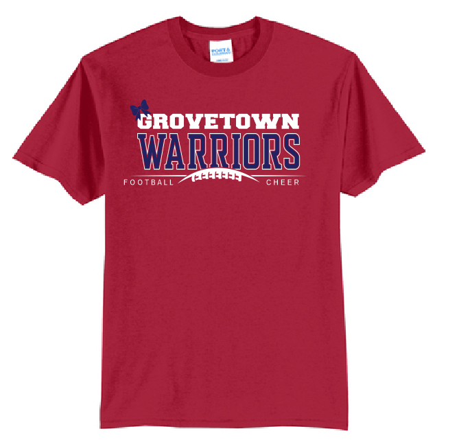 GT CVC T-Shirt Cheer/Football With Unique Back Personalization